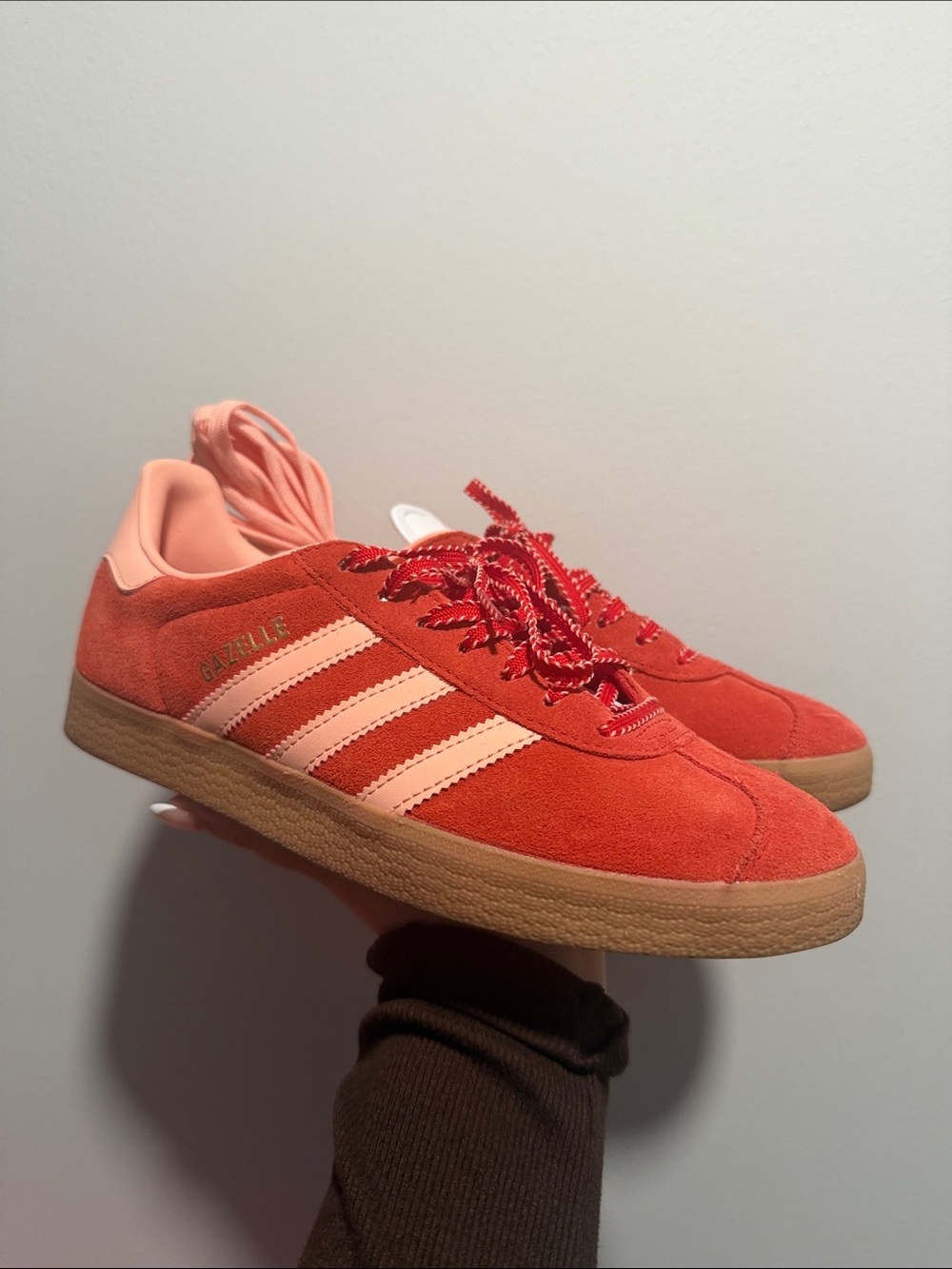 adidas Gazelle Women's Suede Sneakers in Coral and Light Pink